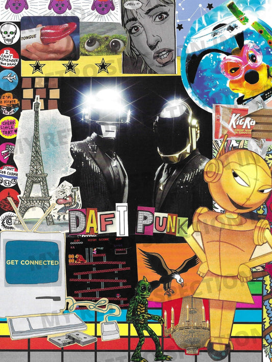 Print of Handmade Collage of Daft Punk