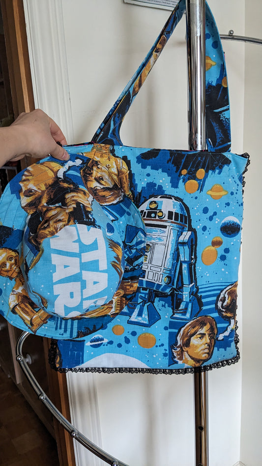 Order for Ashley, Handmade, Upcycled Star Wars Tote Bag and Matching Bucket Hat