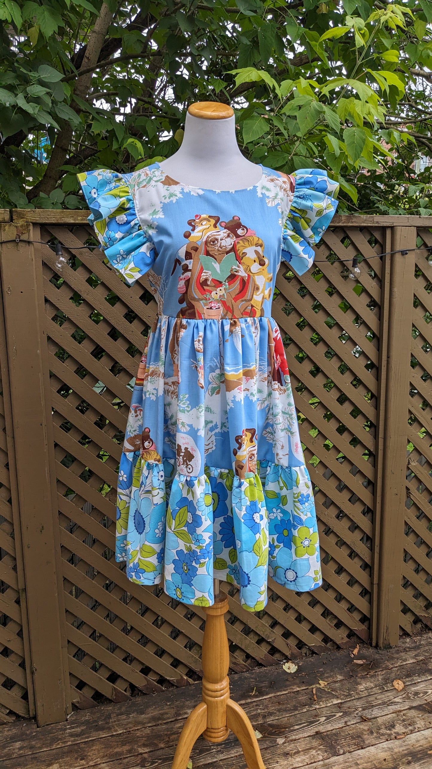 Handmade, Upcycled Vintage 1980's E.T Bedsheet Dress Fits Size S