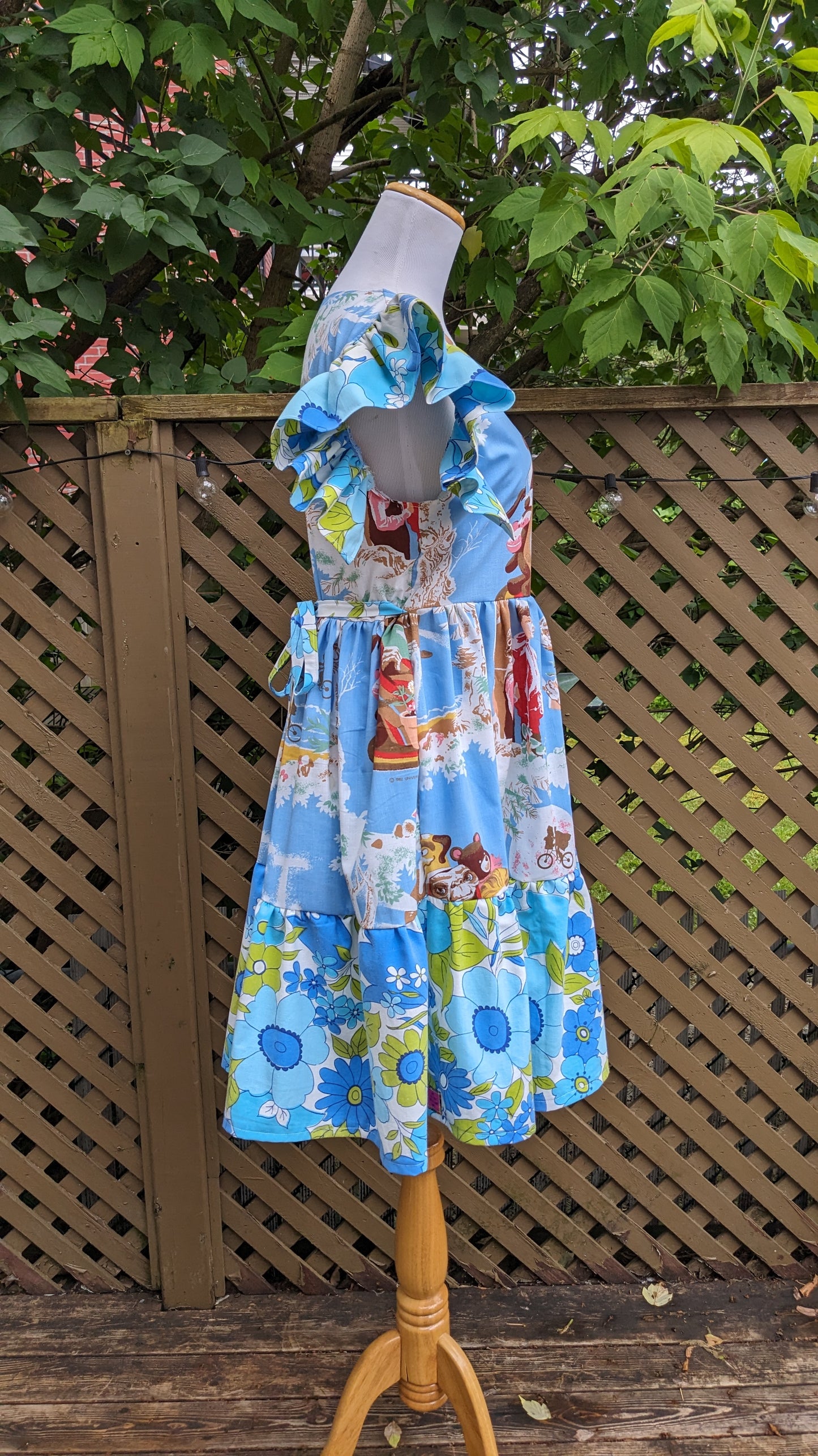 Handmade, Upcycled Vintage 1980's E.T Bedsheet Dress Fits Size S