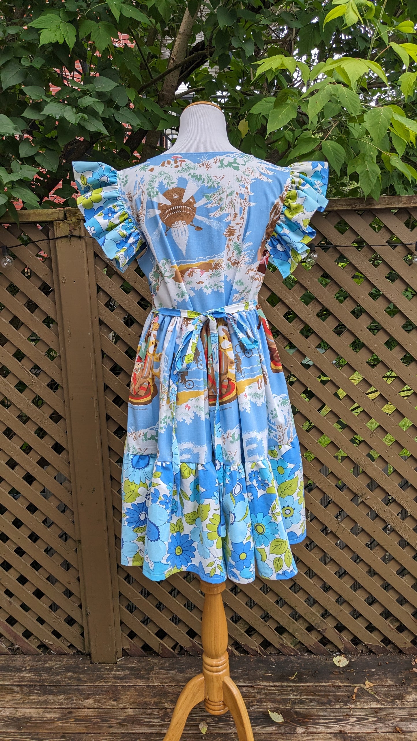 Handmade, Upcycled Vintage 1980's E.T Bedsheet Dress Fits Size S