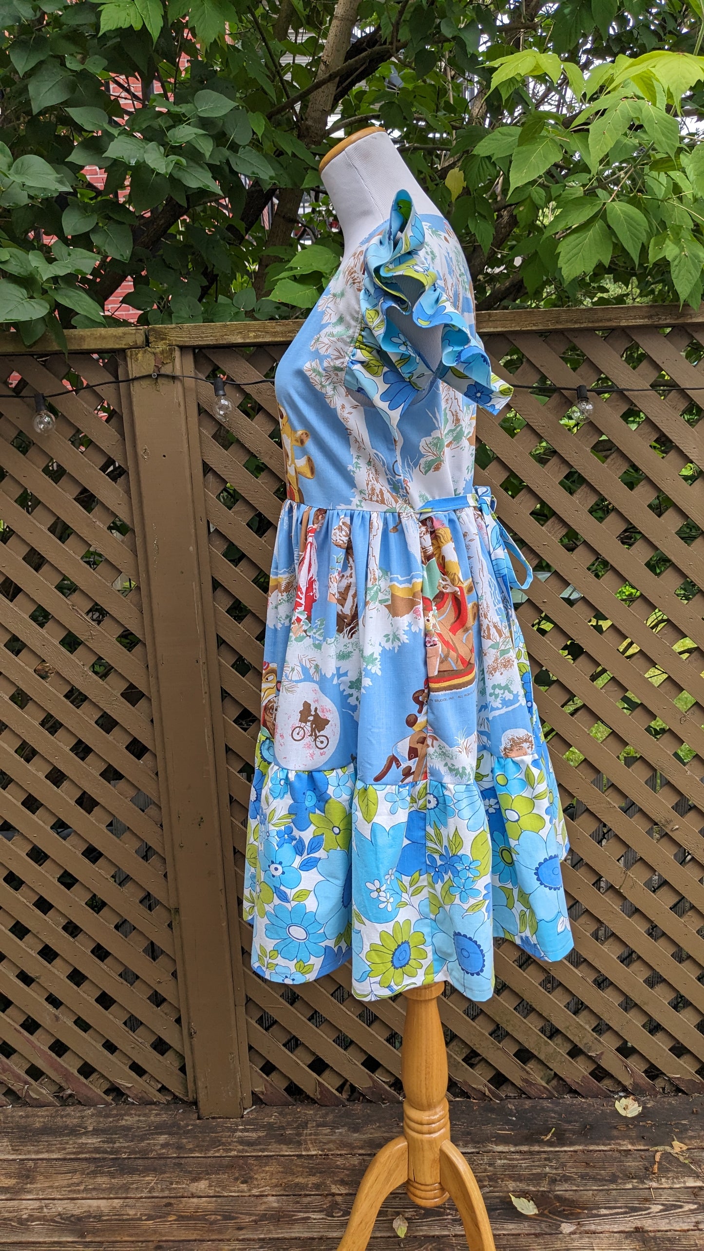 Handmade, Upcycled Vintage 1980's E.T Bedsheet Dress Fits Size S