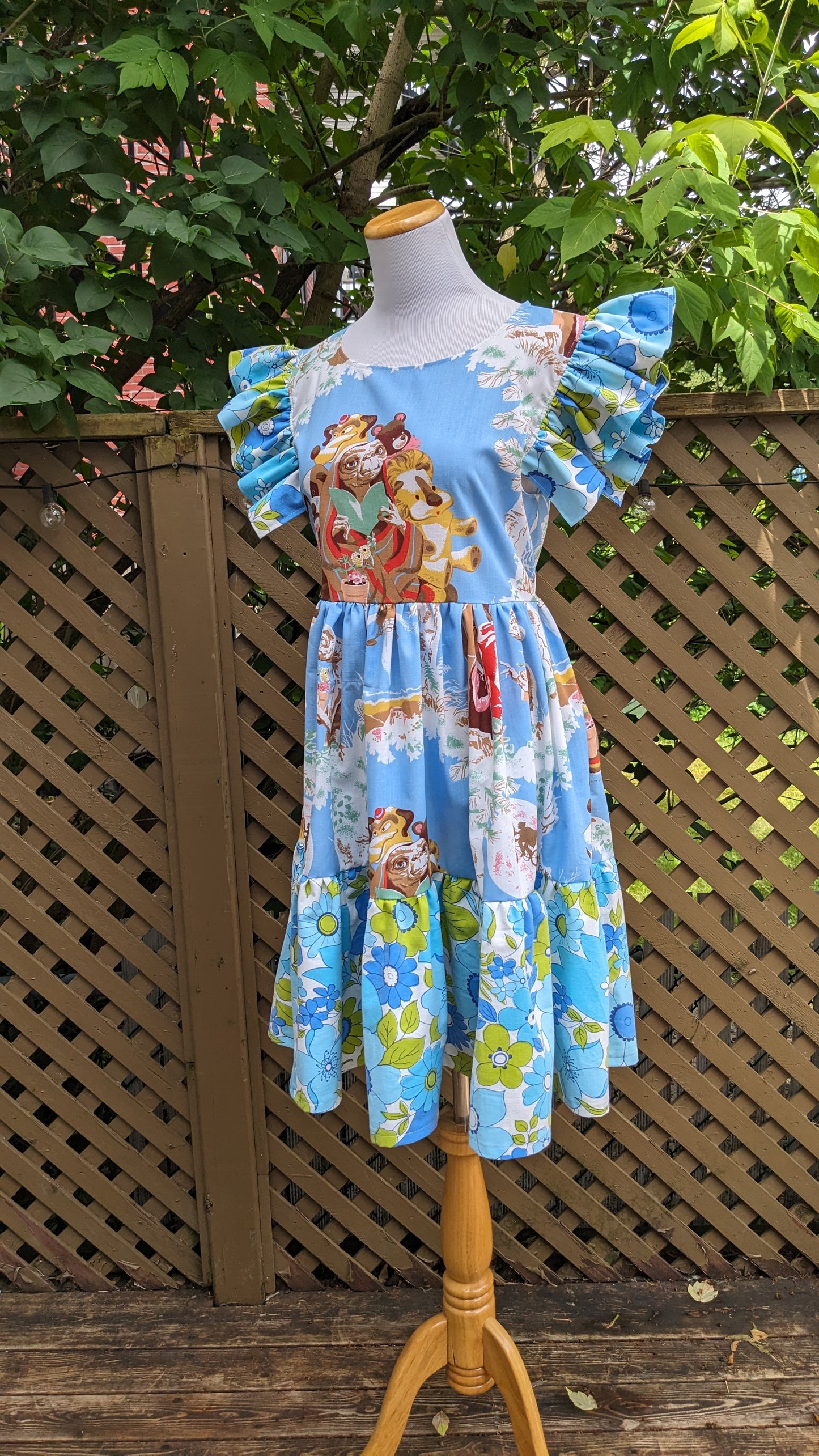 Handmade, Upcycled Vintage 1980's E.T Bedsheet Dress Fits Size S