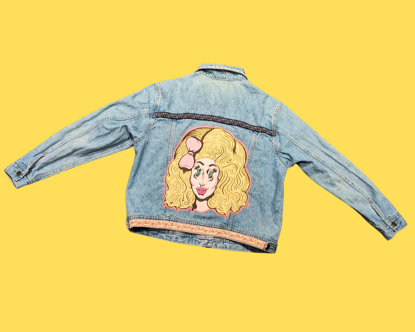 Handmade, Upcycled Trixie Mattel Denim Jacket Size L for Women