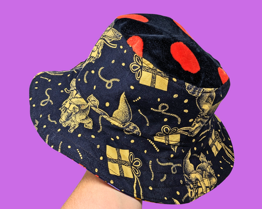 Handmade and Upcycled 90's, Y2K Gym Class Bag Fabric Reversible Bucket Hat