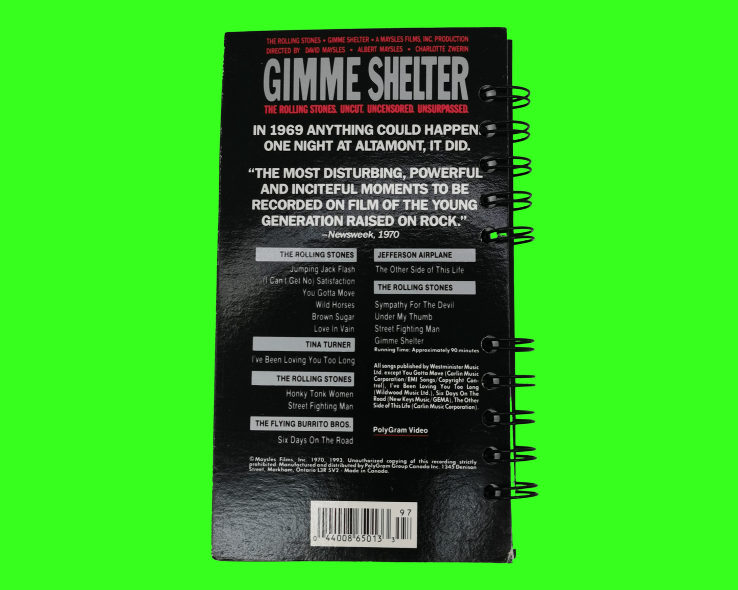 The Rolling Stones Gimme Shelter VHS Movie Notebook