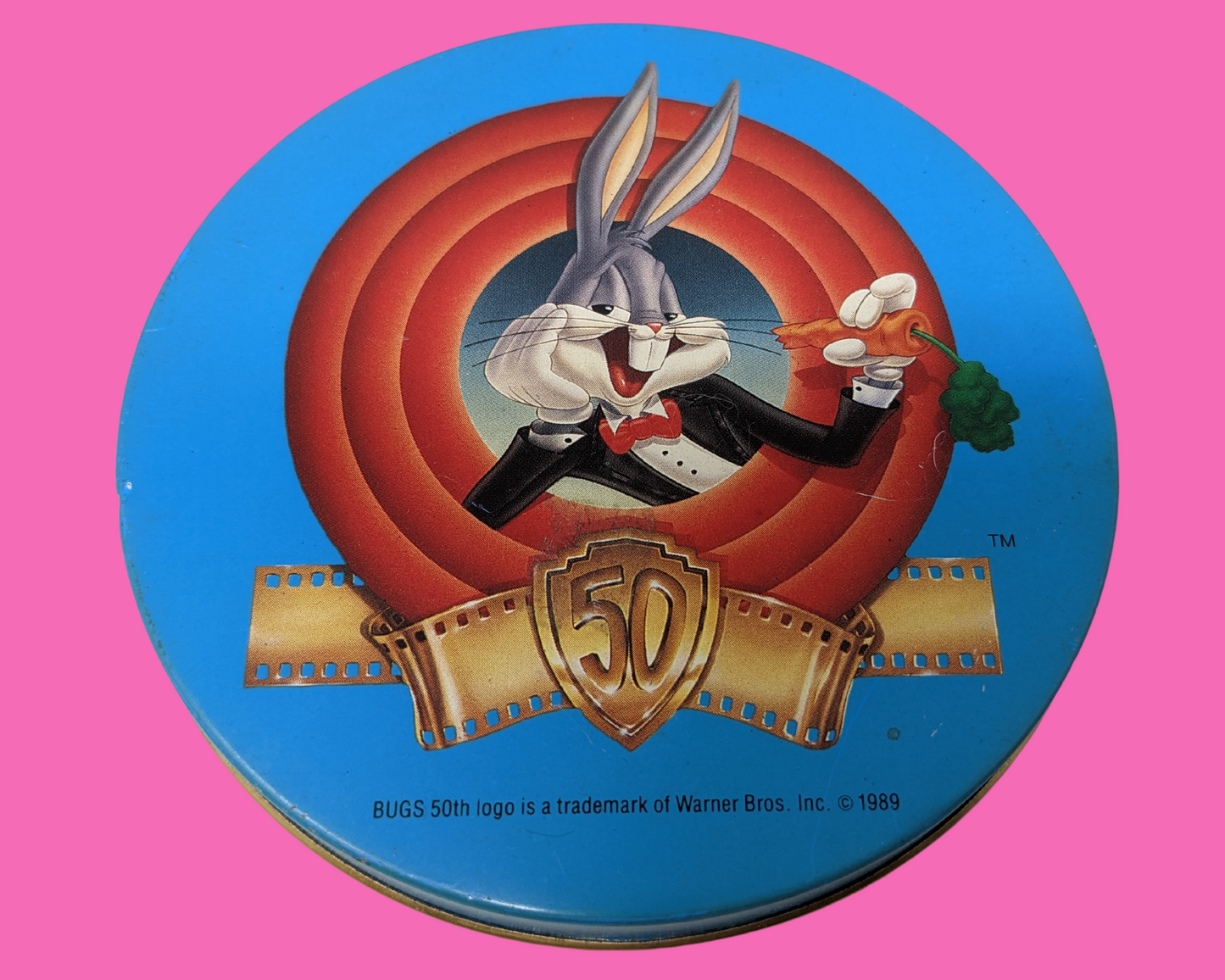 Vintage 1989 Bugs Bunny, The Looney Tunes 50th Anniversary Tin Box