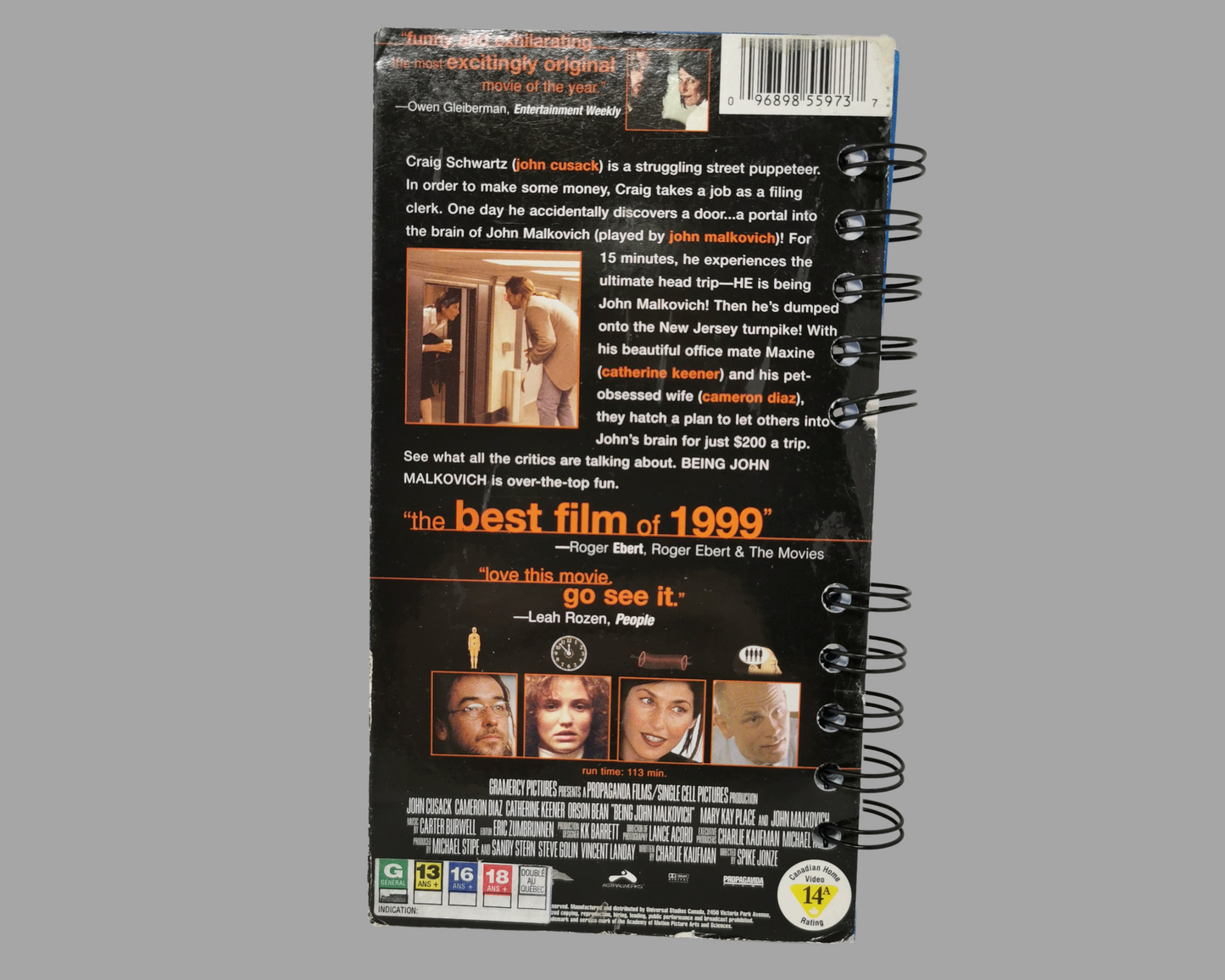 Being John Malkovich VHS Movie Notebook