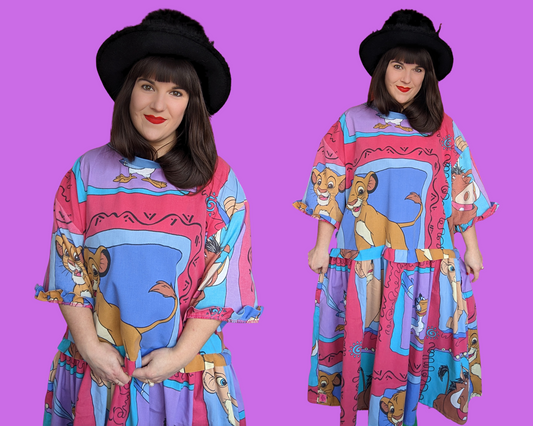 Handmade, Upcycled Disney The Lion King Bedsheet T-Shirt Dress Fits 2XL