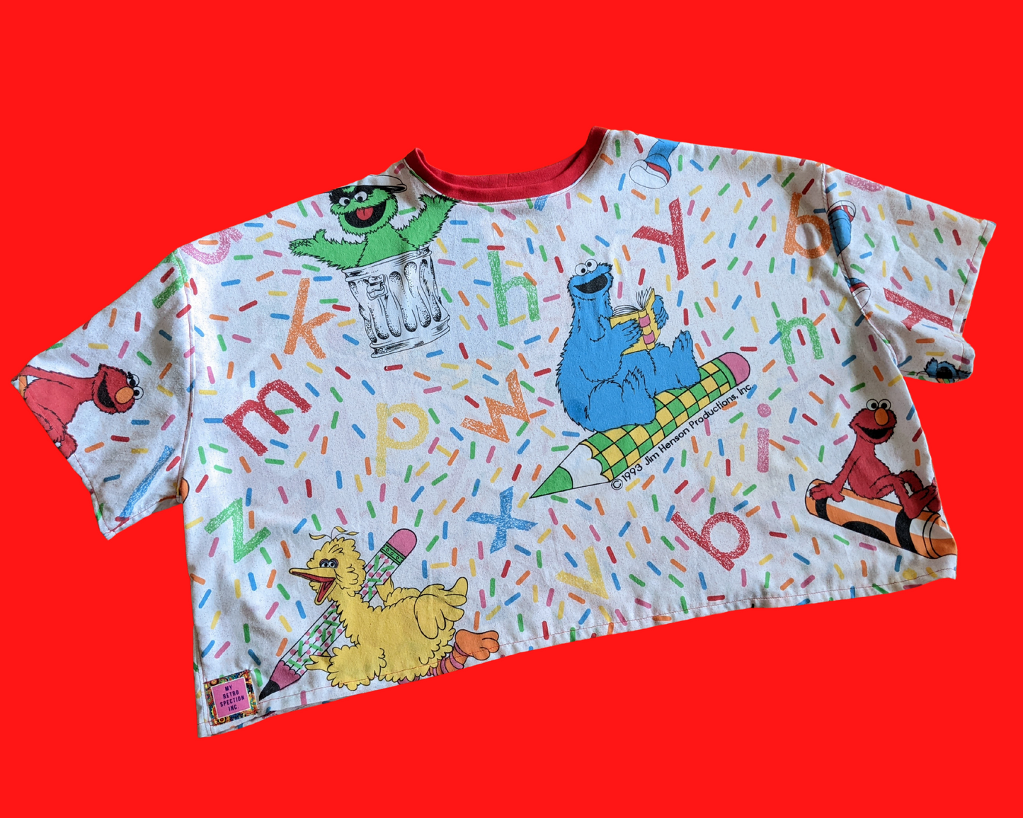 Handmade, Upcycled Vintage Sesame Street Bedsheet Crop Top Size 2XL