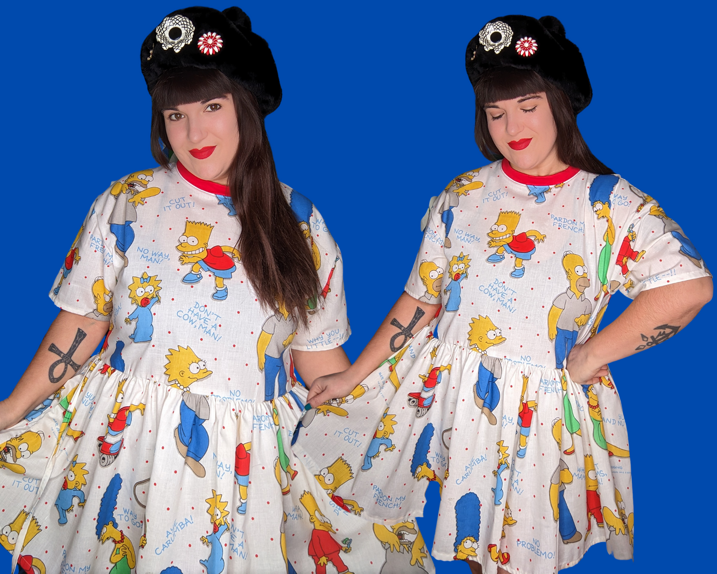 Handmade, Upcycled The Simpsons Bedsheet T-Shirt Dress Fits S-M-L-XL