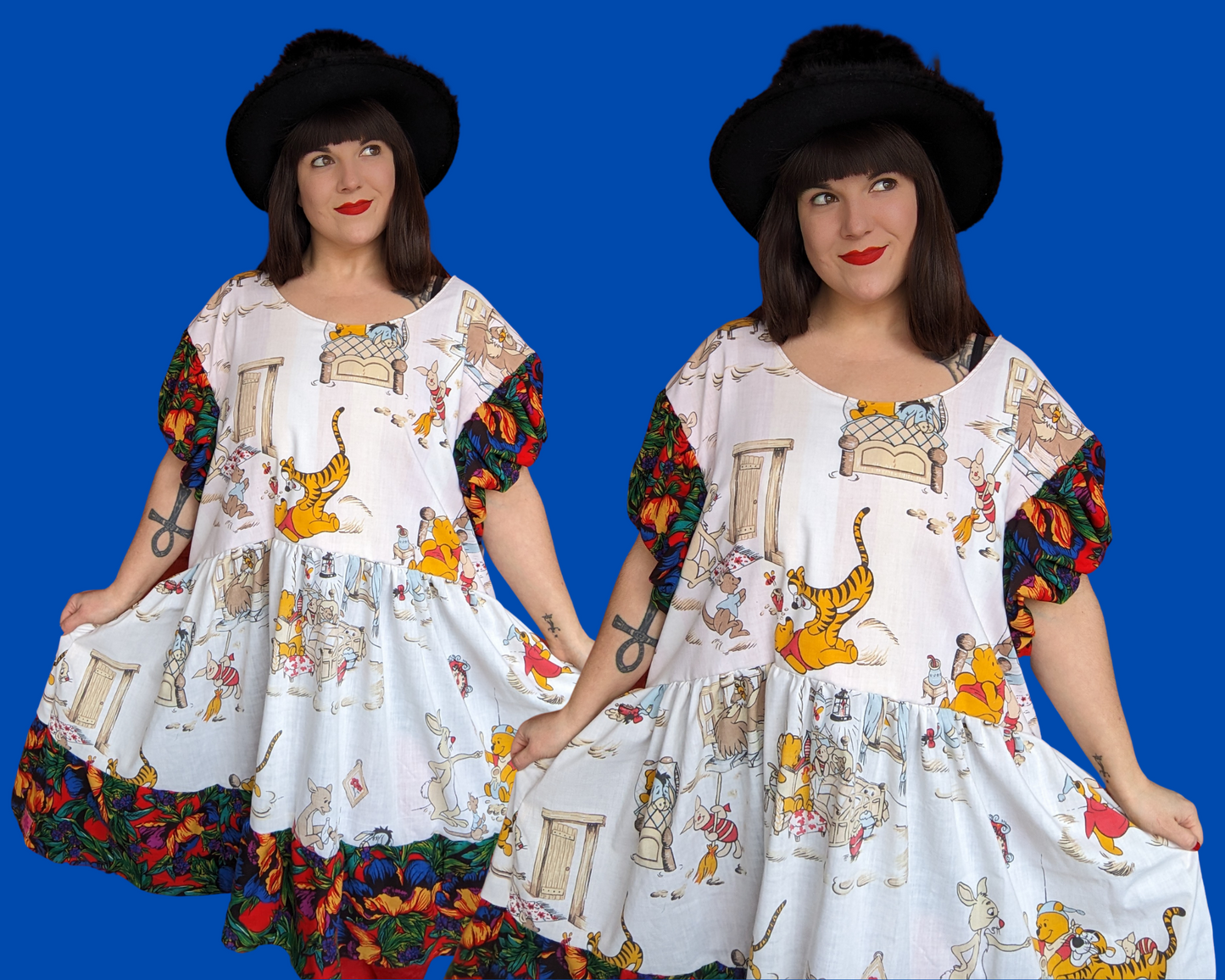 Handmade, Upcycled Disney Winnie The Pooh Dress Fits 2XL