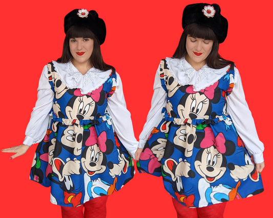 Handmade, Upcycled Disney Mickey Mouse and the Gang Sleeveless Dress Fits L-XL