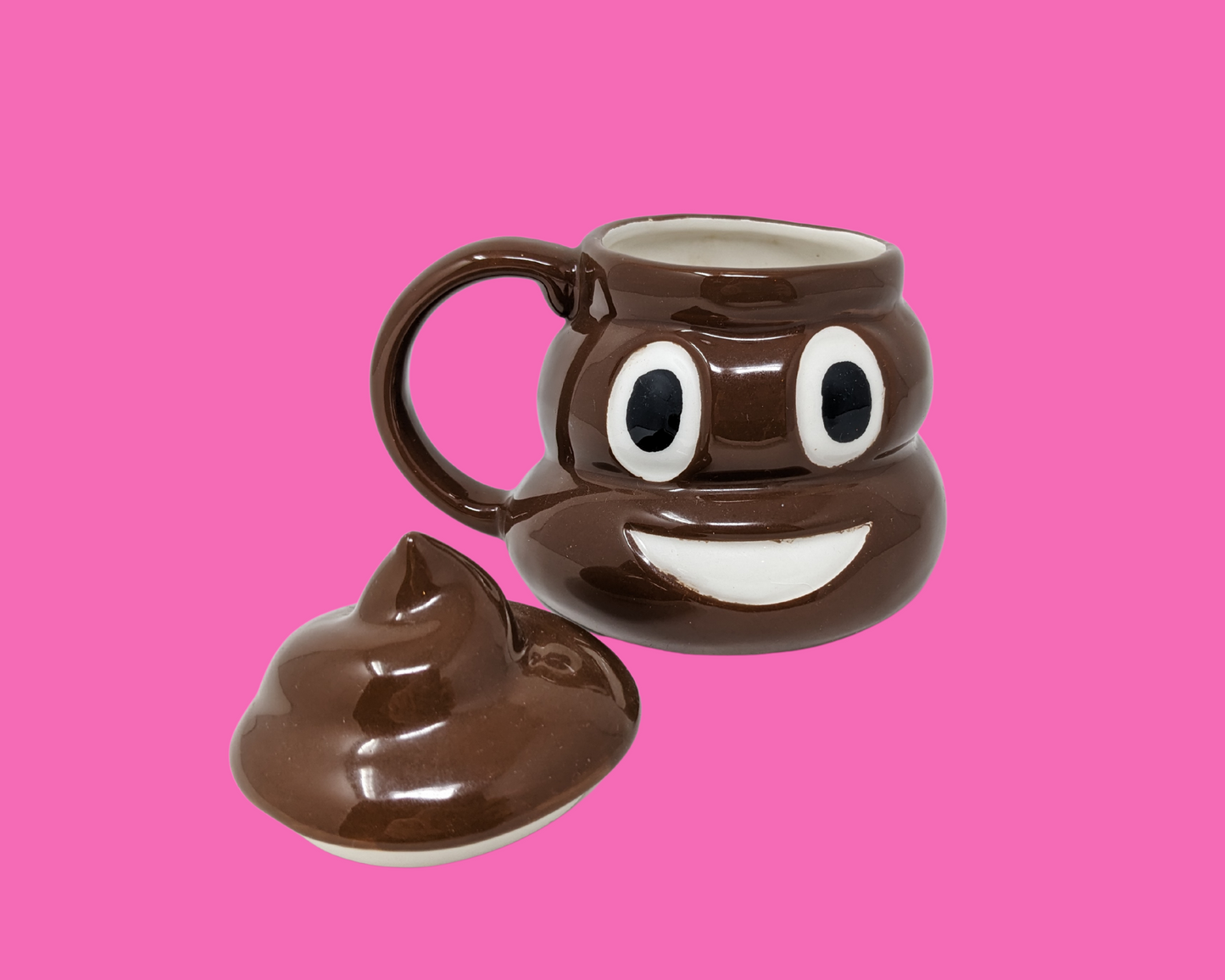 Tasse à café Emoji caca avec couvercle