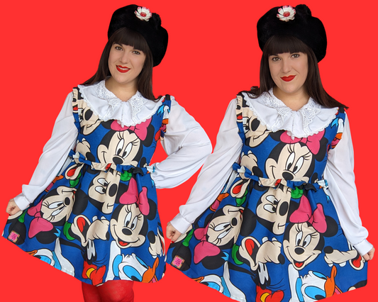 Handmade, Upcycled Disney Mickey Mouse and the Gang Sleeveless Dress Fits L-XL