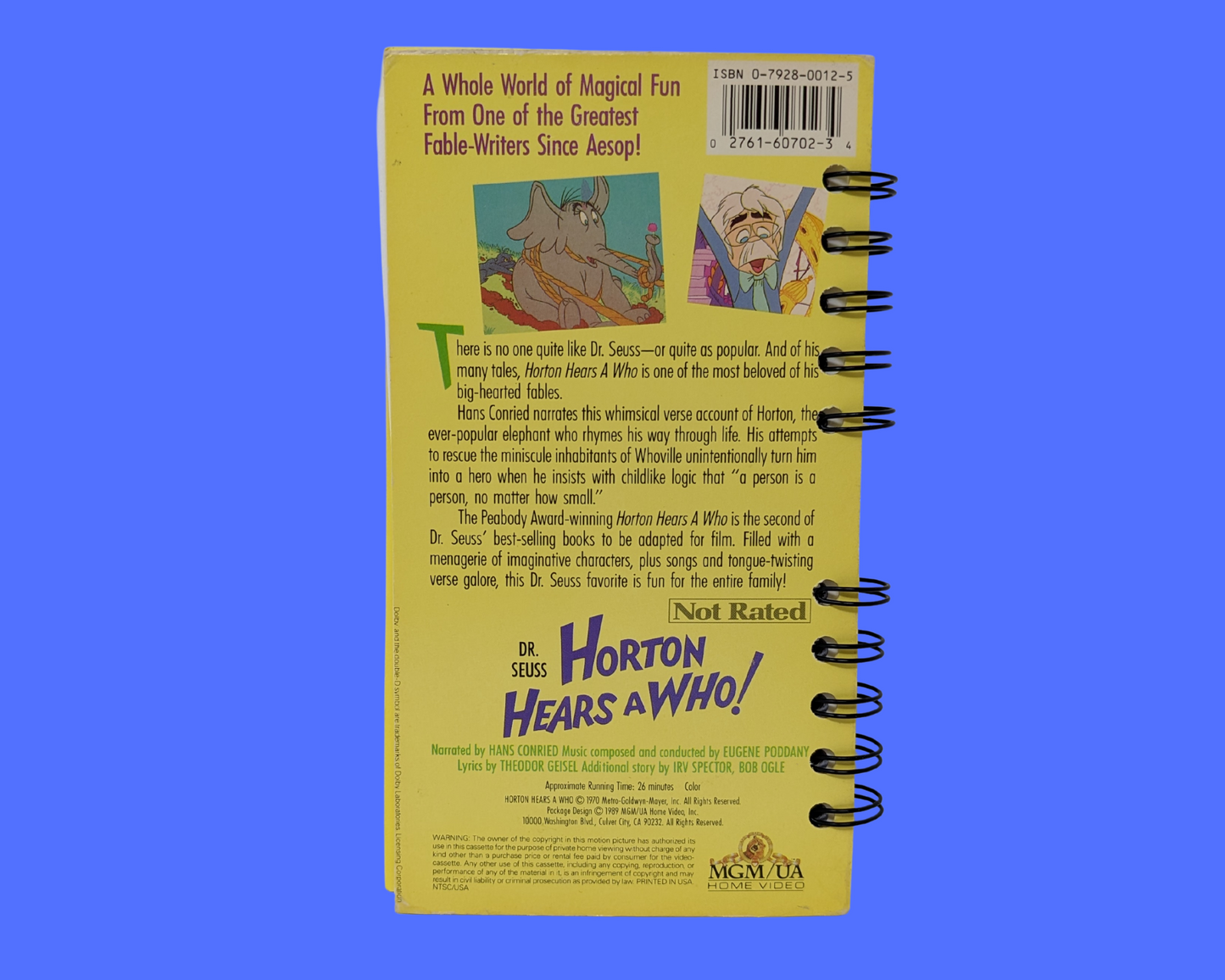 Dr. Seuss Horton Hears A Who! VHS Movie Notebook