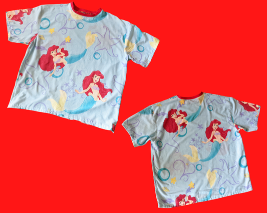 Handmade, Upcycled  Vintage The Little Mermaid Bedsheet T-Shirt Oversized XL