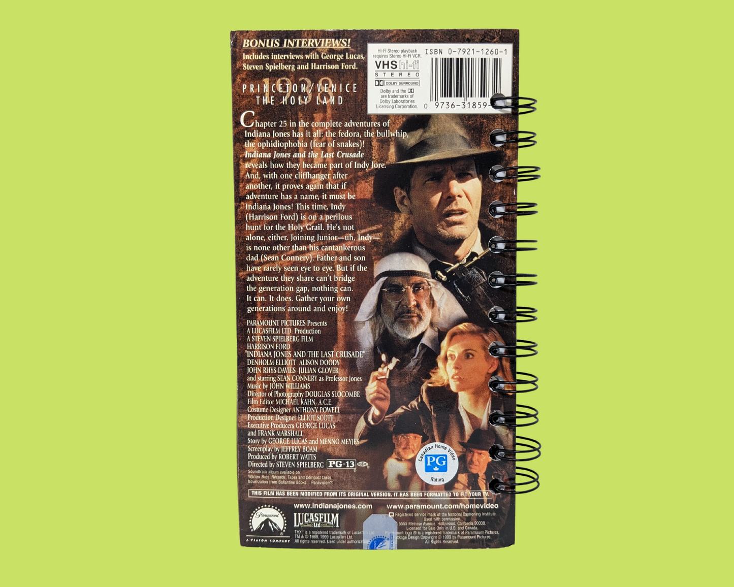 Cahier de film VHS Indiana Jones et la dernière croisade