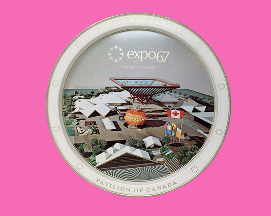 Vintage 1967 Decorative Metal Tray of Montreal's Expo 67 Pavilion of Canada