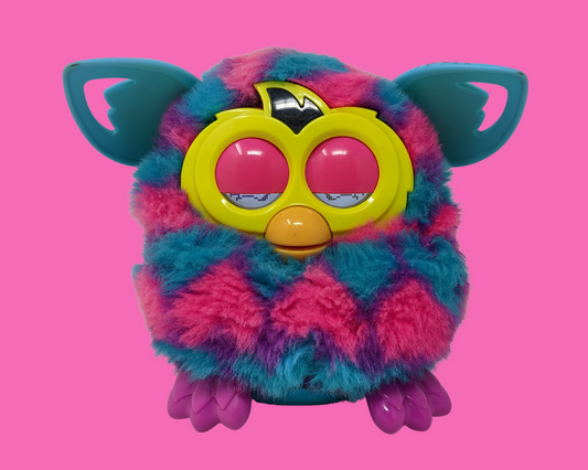 Jouet Furby moelleux rétro, rose et bleu