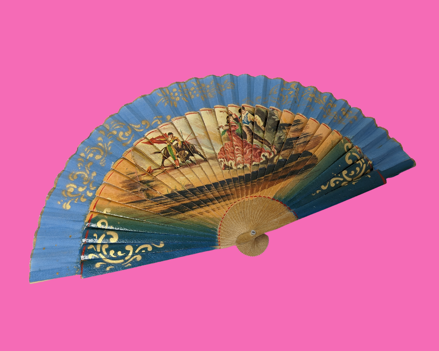 Vintage 1990's Wood Spanish Hand Fan