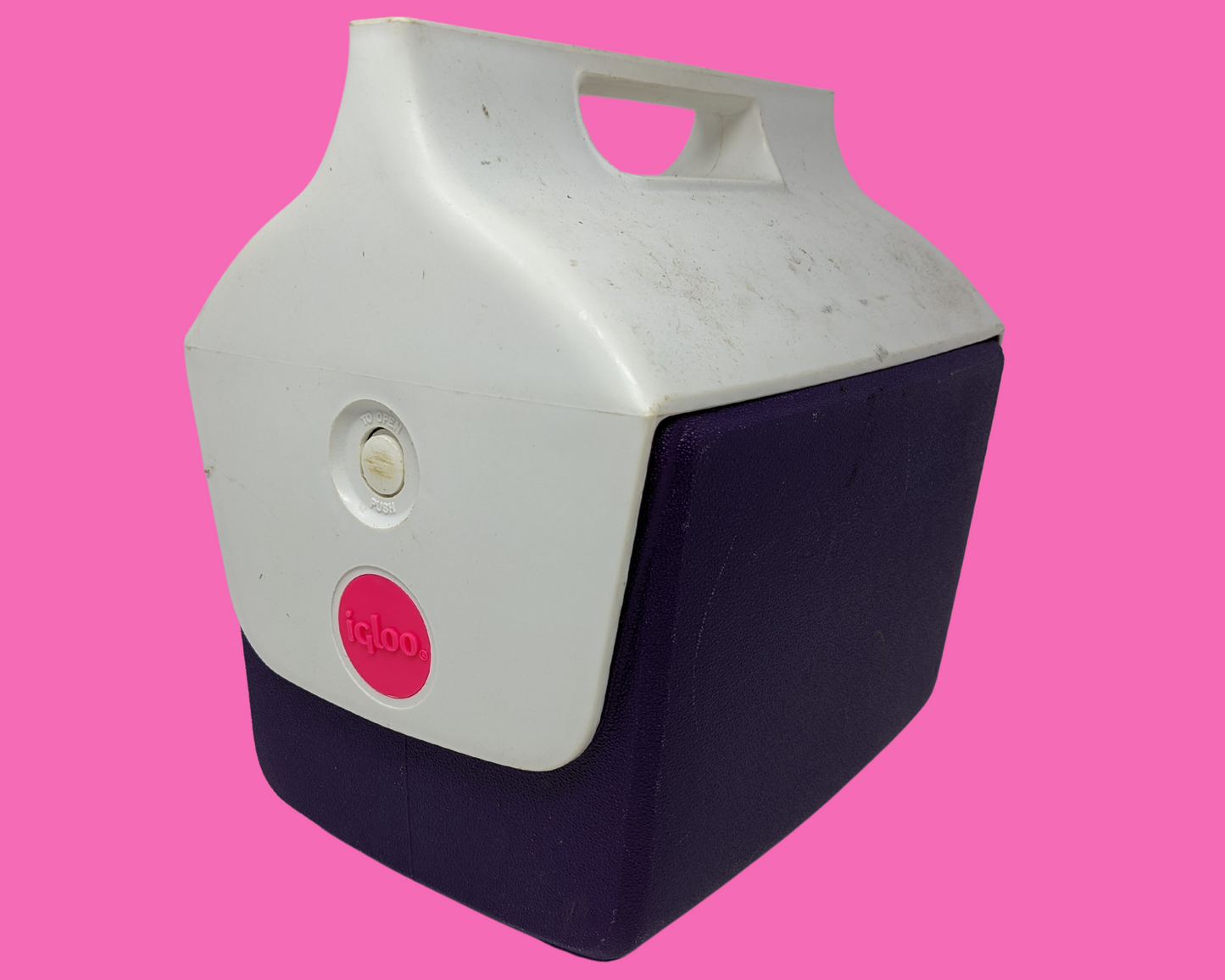 Petit compagnon de jeu blanc et violet vintage des années 1990 par Igloo Cooler