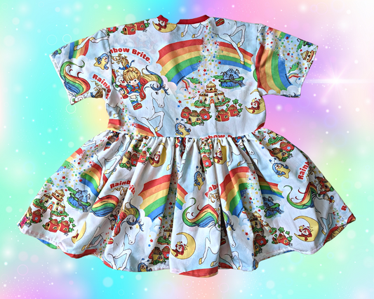 Handmade, Upcycled Rainbow Brite Vintage 1980's Bedsheet T-Shirt Dress Fits S-M-L-XL