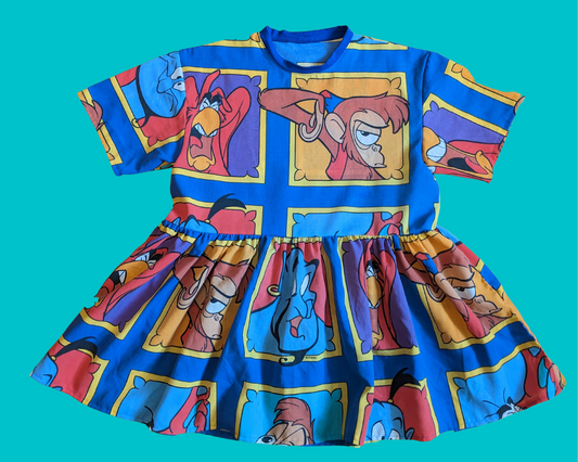 Handmade, Upcycled Disney's Aladdin Bedsheet T-Shirt Dress Fits S-M-L-XL