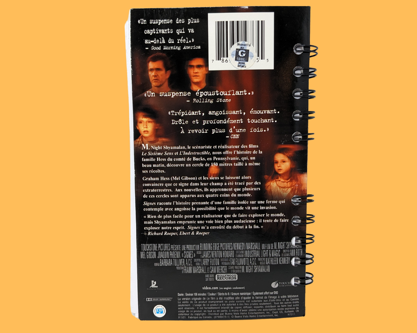 Cahier de film VHS version française Signs