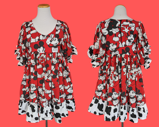 Handmade, Upcycled Disney Mickey Mouse Bedsheet Dress Fits S/M