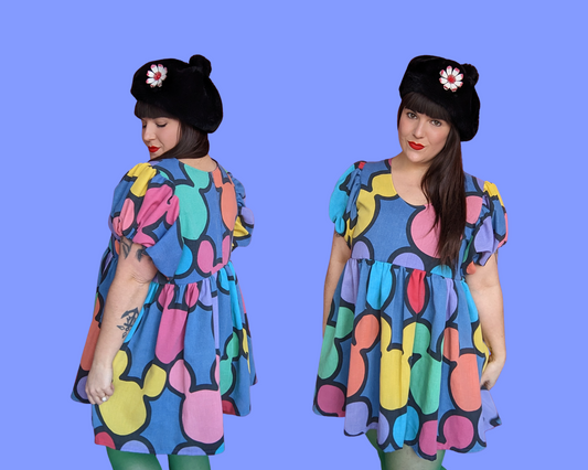 Handmade, Upcycled Disney Mickey Mouse Ears Dress Fits L-XL