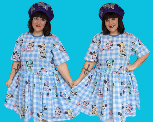 Handmade, Upcycled Disney Minnie Mouse Bedsheet T-Shirt Dress Fits S-M-L-XL