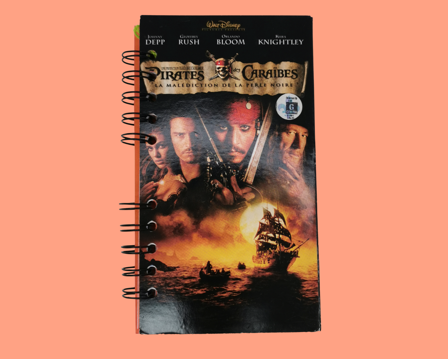 Pirates of the Caribbean Upcycled VHS Movie Notebook