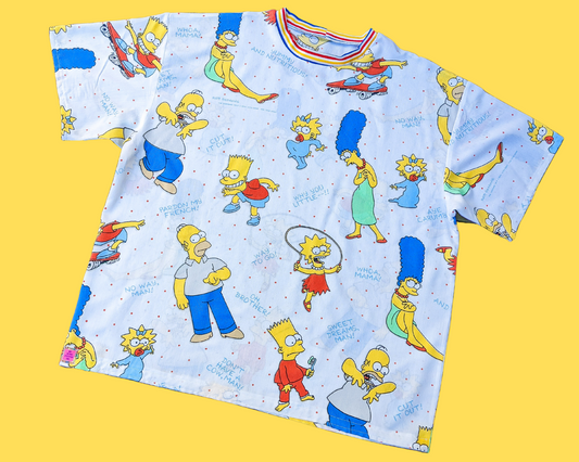 Handmade, Upcycled Vintage 1990's The Simpsons Bedsheet T-Shirt Oversized XL