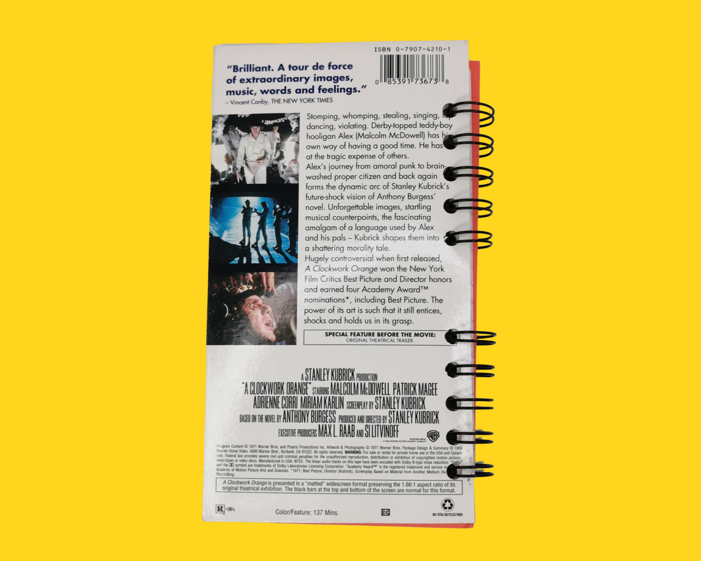 A Clockwork Orange Upcycled VHS Movie Notebook