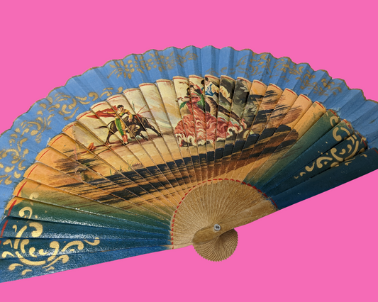 Vintage 1990's Wood Spanish Hand Fan