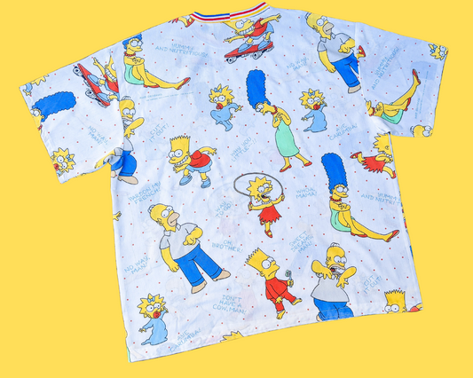 Fait à la main, Upcycled Vintage 1990's The Simpsons Bedsheet T-Shirt Oversized XL