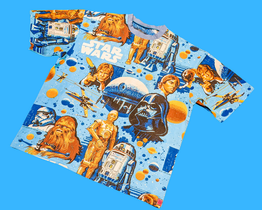 Handmade, Upcycled Vintage 1970's Star Wars Bedsheet T-Shirt Oversized XL