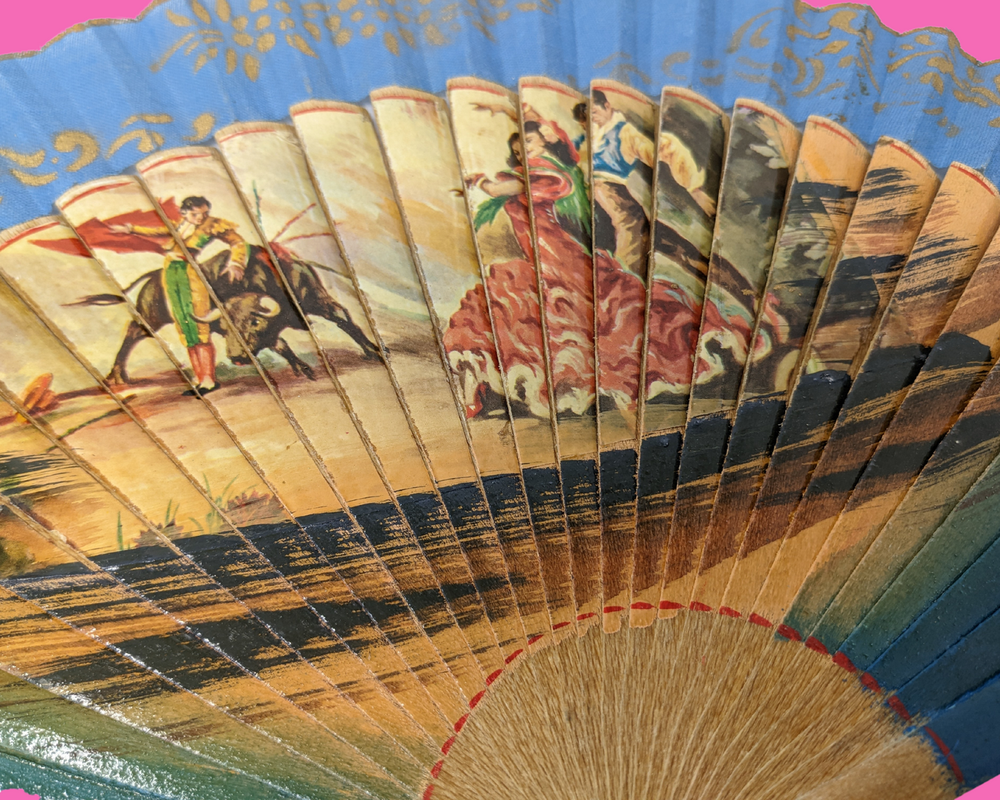 Vintage 1990's Wood Spanish Hand Fan