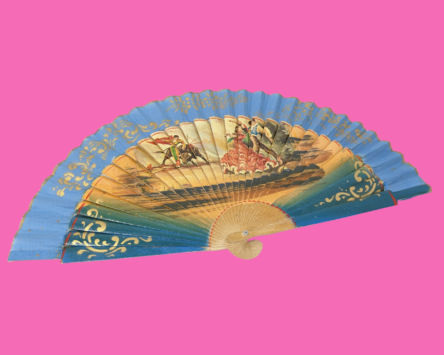 Vintage 1990's Wood Spanish Hand Fan