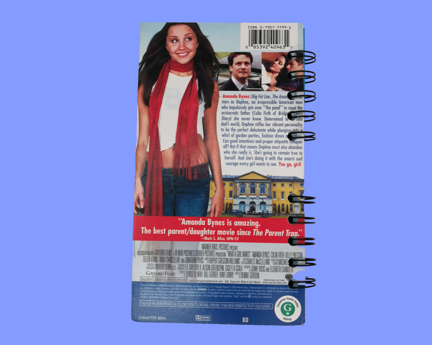 What a Girl Wants Upcycled VHS Movie Notebook