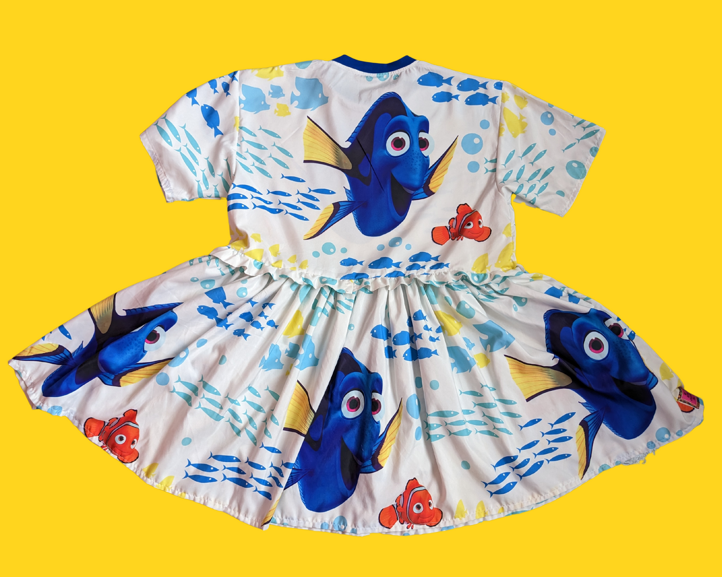 MADE TO ORDER, Handmade, Upcycled Disney, Pixar, Finding Nemo Bedsheet T-Shirt Dress Fits Sizes S-M-L-XL or 2XL