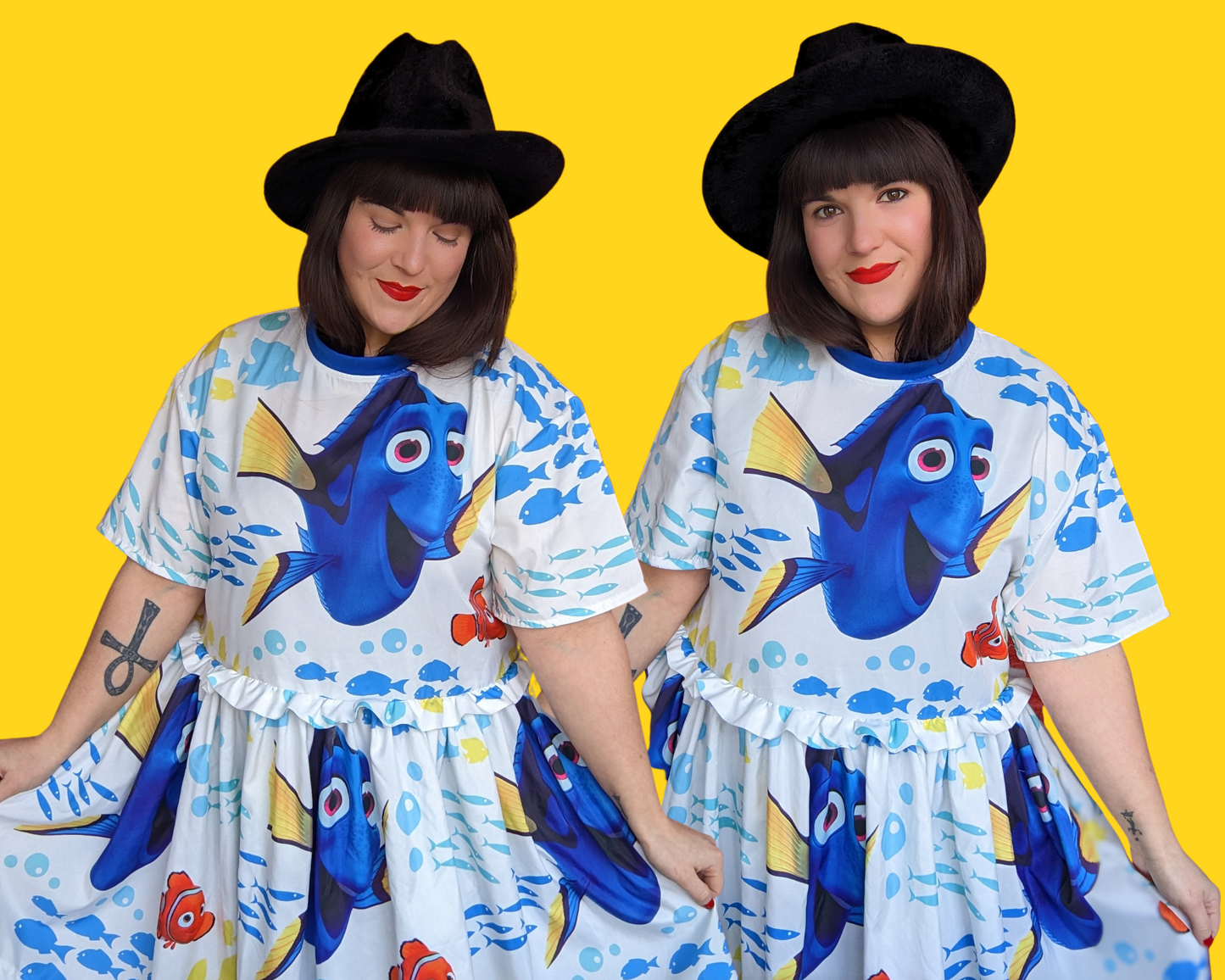 MADE TO ORDER, Handmade, Upcycled Disney, Pixar, Finding Nemo Bedsheet T-Shirt Dress Fits Sizes S-M-L-XL or 2XL