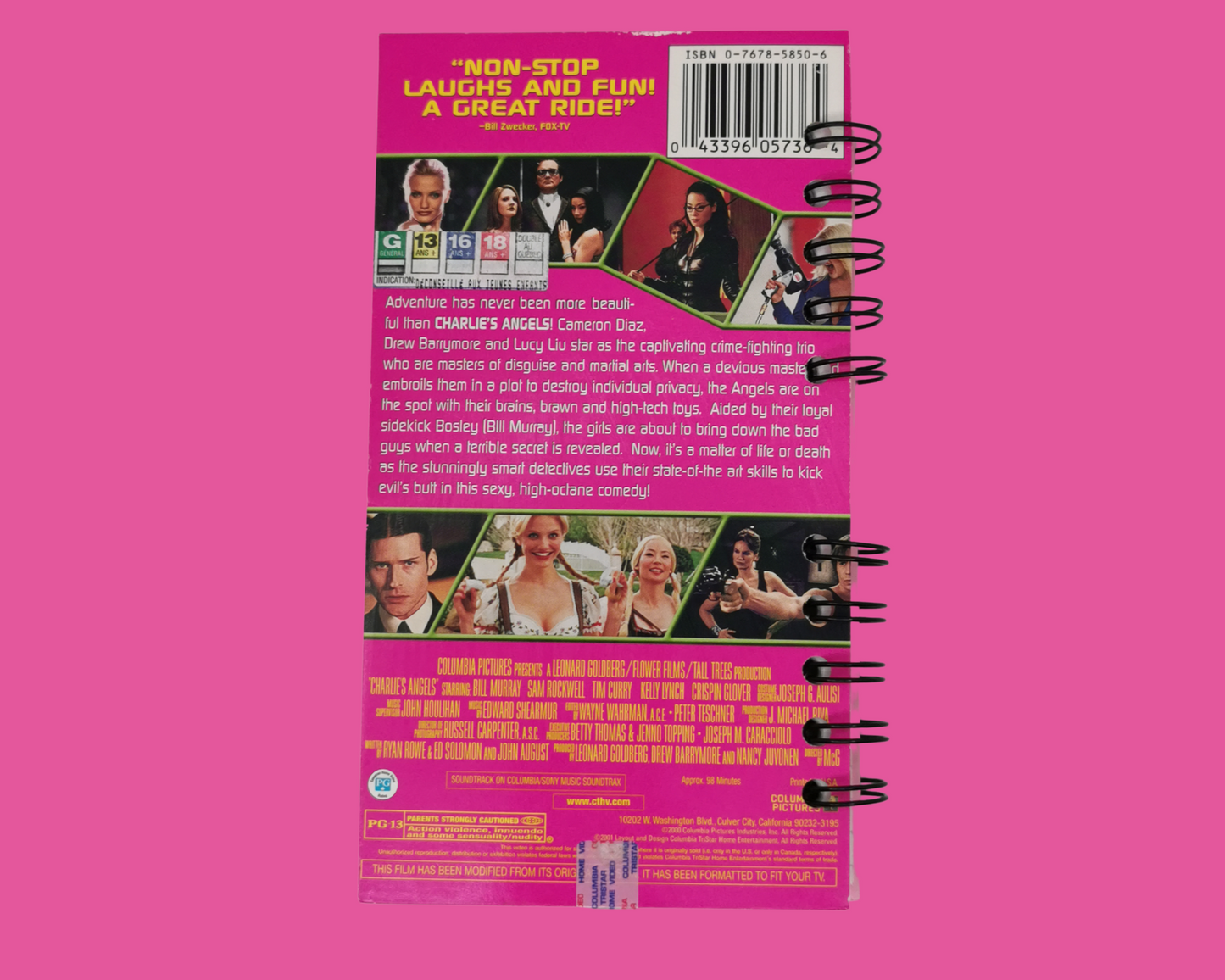 Cahier de film VHS recyclé Charlie's Angels