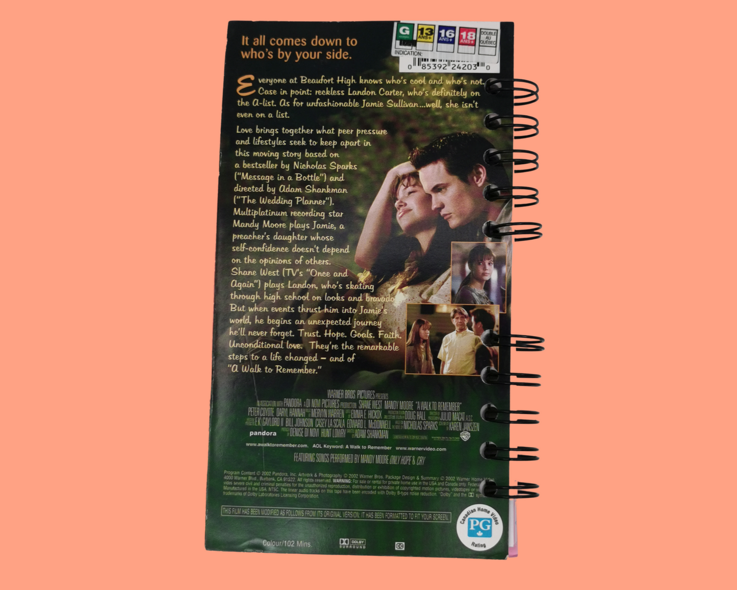 Carnet de notes de film VHS recyclé A Walk to Remember