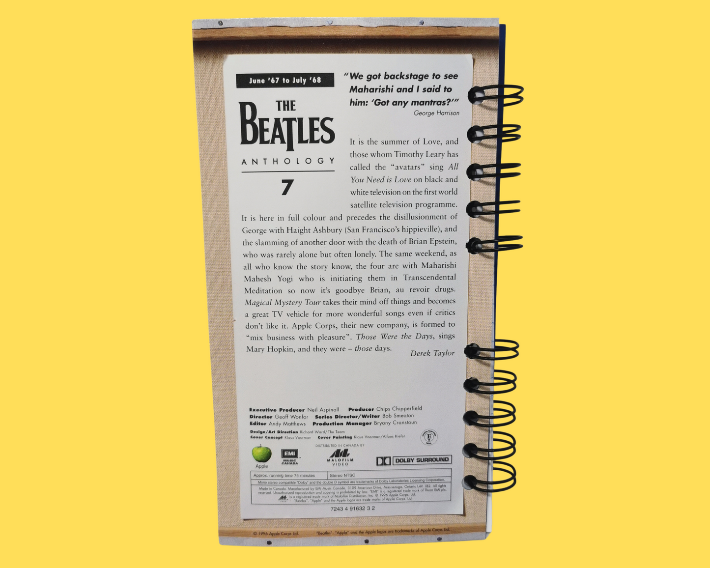 The Beatles Anthology Volumes 2 à 7 VHS Movie Notebook