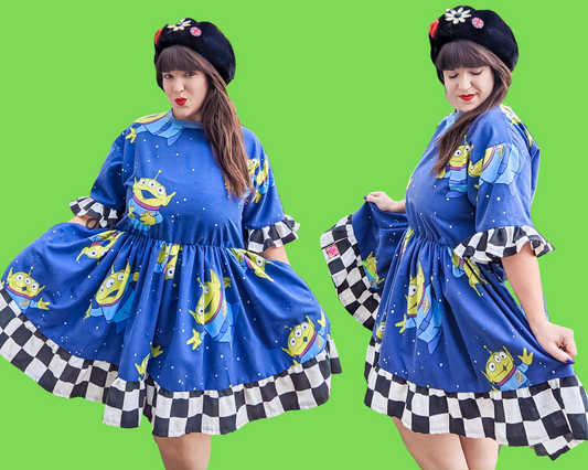 Handmade, Upcycled Toy Story Bedsheet T-Shirt Dress Fits S-M-L-XL